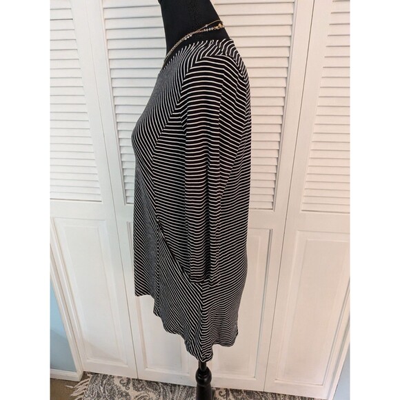 Chico’s Top Women's SP/0P Black White Striped Pocket Tunic Tee Nautical Minimal - Picture 6 of 10